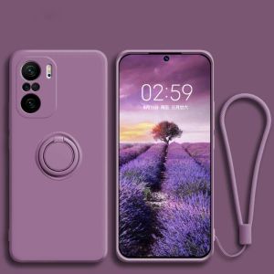 Şok geçirmez sıvı silikon halka tutucu Xiaomi Redmi A1 Not 9 11s 10 12 10T 11T 12T POCO X3 NFC F3 M4 PRO 5G Şeker Renk Yumuşak Şok geçirmez Koruyucu Kapak