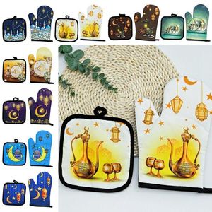 Bakeware Tools Castle Pad Kitchen Accessories Muslim Islamic Eid Mubarak Oven Mitts Mat Baking Anti-handskar