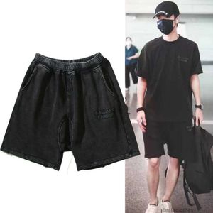 Designer Short Fashion Casual Clothing Beach Shorts Xu Kai's Samma amerikanska high street mode BR Bronze Rust GL Stone Mill tvättade gamla dubbel rad lösa shorts män