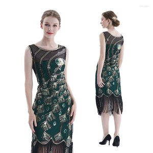 Casual Dresses Women 1920 S Vintage Great Gatsby Dress Sequins Embroidery O-Neck Tassels Bodycon Beaded Party Flapper Art