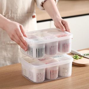 Storage Bottles Food Organization Box Separate Spacing 6 Grids With Lids Airtight Plastic Vegetable Portable Reusable Spice Case