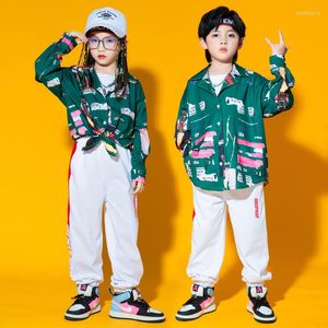 Stage Wear Kids Teen Kpop Outfits Jazz Street Clothing Graffit Shirt Tops Joggers Pants For Girl Boy Hip Hop Dance Costume Show Clothes