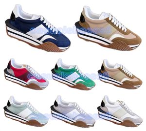 Ünlü marka erkekler James Sneaker Shoes Side Stripe Trainer Süet Naylon Kaykay Yürüyüş Tıknaz Kauçuk Talonu Dantel Yukarı KonforX Footwaer