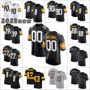 Broderick Jones Football Jerseys pittsburghs Kenny Pickett T.J. Watt Polamalu George Pickens Najee Harris man women youth size top quality