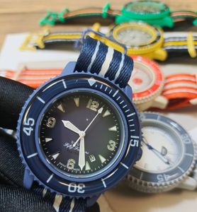 Nowa bioceramiczna etui luksusowa designerska designerska zegarek Kwarc Ruch 42 mm pokrętło zegarek męskie pełne funkcje chronograph nylon zegarek