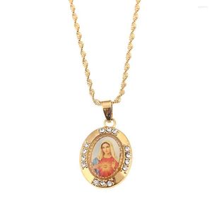 Pendant Necklaces Virgin Mary Necklace For Women Girls Our Lady Cross Trendy Chain Jewelry