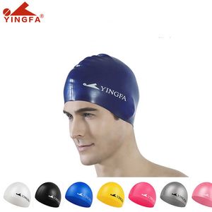 Capas de natação Proteção da orelha Banta de natação Silicone Property 3D Elastic para homens Mulheres Cabelo de natação Longo Capéu de natação adulto Yingfa Caps de natação P230418