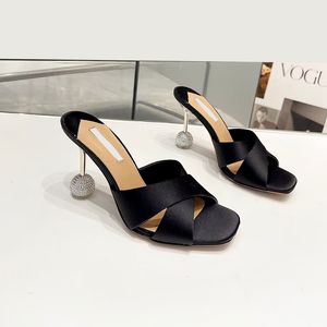 Şeffaf elmas topuk sandalet% 100 cowhide yüksek topuklu ayakkabılar makarası slingbacks kadın tasarımcı elbise ayakkabı