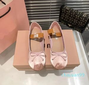 2023 Fashion Luxury Dress Women Pink Ballet Women's Bow French Satin Flat Shoes Mary Jane Flat Shoes Pink Red Size EUR 34-40