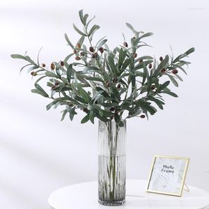 Flores decorativas 1pc de oliva folhas de árvores ramificações de árvores Artificial Decortion Plants Fruit Po Props Decorações de casamento