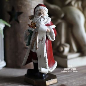 装飾的なオブジェクトの図形アメリカンレトロ樹脂24cmサンタクロースとリトルベア装飾的な置物ホームデスクトップ装飾クリスマスギフト231118