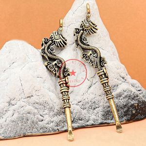 Latest Brass Smoking Dragon Styles Herb Tobacco Oil Rigs Shovel Dabber Scoop Straw Spoon Stick Poker Rod Bubbler Waterpipe Bong Cigarette Holder