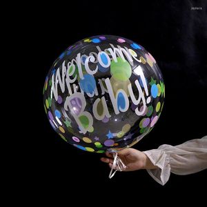 Partydekoration 20 Zoll farbig bedruckte transparente BOBO-Luftballons mit Blumen-Schmetterlings-Blatt-Buchstaben für Hochzeit, Geburtstag, Babyparty-Dekor