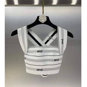 Outdoor T-Shirts Crops Vest Runway Fashion Summer Women Letters Stripe Lady Tanks Sexy Elastic Bandage Sleeveless Stretch Crops Vest