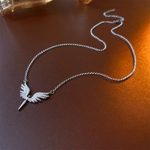 S3599 Fashion Jewelry Zircon Angel Wing Necklace for Women Light Luxury Elegant Choker Chain Halsband