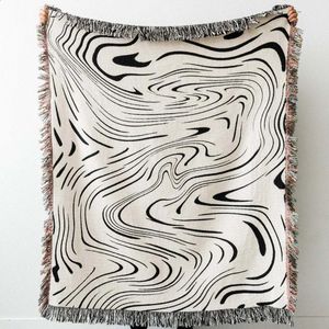 Filtar textil stad svart vatten vågor mönster hem fritid filt tapestry dekoration filt amerikansk stil landsbygd soffa filt 231118