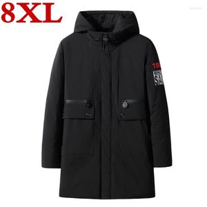 Herr ner plus storlek 8xl 7xl mens lång jacka kappa varumärke manlig casual vinter parka män tjock överrock