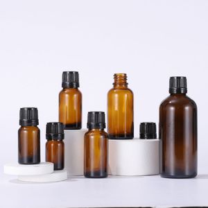 Hot Sale Portable Travel Amber Glass Bottle 5ml 10ml 15ml 20ml 30ml 50ml 100ml With Black Or White coarse anti-theft Cap