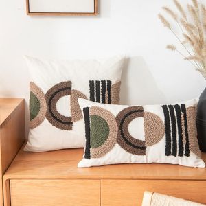 枕茶色の緑の幾何学カバー家の装飾房状の北欧の贅沢な装飾枕45