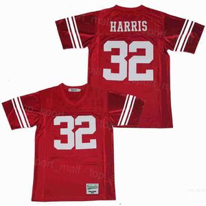 High School Football 32 Franco Harris Jerseys College Moive Atmungsaktiver Team-Roter Retro-Pullover aus reiner Baumwolle Für Sportfans Sticken und Nähen HipHop Männer Ruhestand