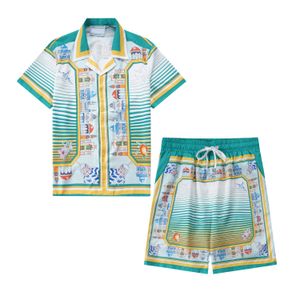 Мужские приталенные рубашки с короткими рукавами, спортивные шелковые мужские дизайнерские рубашки, гавайская рубашка с короткими рукавами