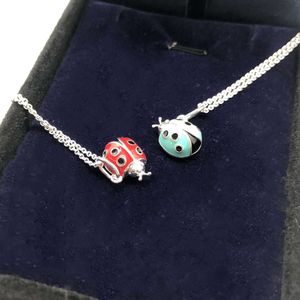 Tiffanyany Necklace T S925 Sterling Silver Women's Blue Red Seven Star Ladybug Necklace Fashion Versatile Personalized Jewelry Insect Pendant