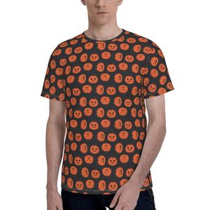 Męska koszulka T Halloweenowa koszulka dyniowa Śmieszne zabawne t-shirt z poliesterem plażowy krótki rękaw