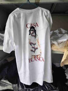 Erkek Tişörtleri Kazablanka Tenis kızlar grafik kısa kollu yaz CASA erkek ve kadın gevşek tüm maç kısa kollu gelgit marka T-shirt T230419