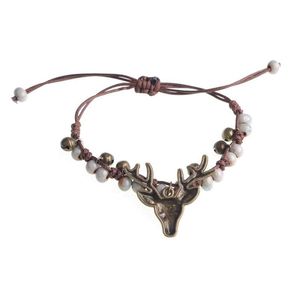 Charmarmband Crack Glaze Forest Retro Small Elk Armband Kvinnlig mode Ny produkt Drop Leverans smycken Dh9hu