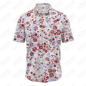 Herrklänningskjortor Summer Men's Short Sleeve Shirt -knappfodrad Cardigan Top Casual 3D Print Plus Size Light Fragmenterade Flowers Unisex