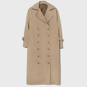 Toteme Coat Women's Jackets Original Toteme Trench Coats for Women Cotton Winter Season Oversize Turndown Collar Double Breasted Wool Blend 915