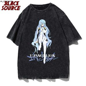 メンズTシャツアニメエヴァ特大TシャツカジュアルスタイルのハラジュクレイプリントTシャツ夏半袖ストリートウェアマンガトップスティーJ230419