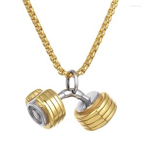 Chains Valily Men's Dumbbell Pendant Necklace Titanium Stainless Steel Sport Gym Fitness Barbell Masculine Jewelry Chain 24"