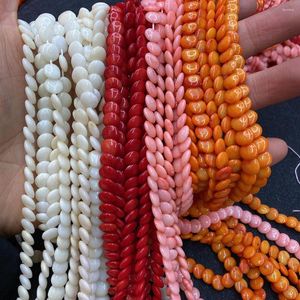 Beads Red Coral Button Shape Bulk DIY Handmade Necklace Bracelet Jewelry Making Accessories Gift White Loose Spacer 3x6mm