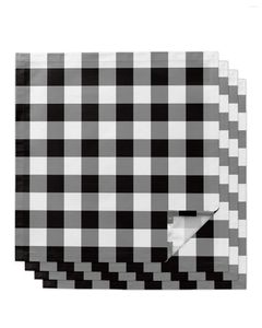 Столовая салфетка 4pcs Черно -белый градиент Проверка квадрат 50 см. Свадебные украшения ткани кухня ужин с салфетками