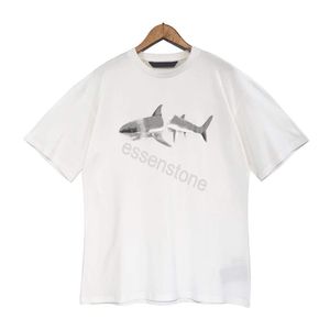 Designer de camiseta padrão de peixe de luxo marca camiseta palmangelss roupas spray carta manga curta primavera verão maré homens e mulheres camisetas anjos