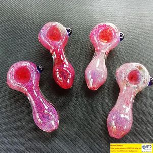 Wholesale Mini Pyrex Glass Hand Pipes Smoking Rig Accessories Tobacco Burner Colored 3D Pink Purple 3Inch Length