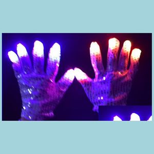 Otros suministros para la fiesta de eventos nuevos lente de brillo LED Gloves Guantes de baile Iluminación de dedo Mittens Halloween Christmas Performance Dhq1x