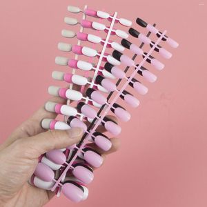 Falska naglar Lätt att använda rundform Solid Color Full Cover Nail Tips 10 Uppsättningar/packa olika färger blandade 24st per uppsättning