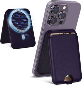 Bastone magnetico per telefono su supporto portafogli (HaloLock) Portafoglio MagSafe e supporto regolabile Portacarte in pelle