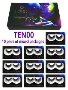 3D False Eyelashes naturliga långa tjocka stora fransar multistyle med förpackningslådor 10 par blandade stilar LODO9416299