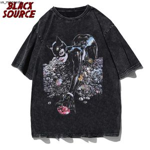 T-shirt da uomo Distressed Punk T Shirt Uomo Streetwear Hip Hop Uniform Girl Grafica Stampa Tshirt 2022 Uomo Harajuku Summer Short Sleeve TShirt J230419