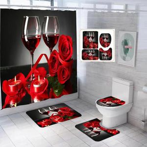 Cortinas de chuveiro vinho romântico Red Rose Curta