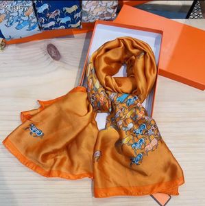 2023 180*90cm top brand women's scarf Senior long single-layer chiffon silk shawl Fashion travel soft designer luxury gift silk scarf printed