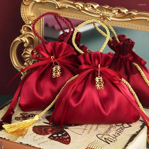 Confezione regalo 20PCS Sacchetto di caramelle per matrimoni Rosso Portatile Dolce Baby Shower Scatola di velluto all'ingrosso Compleanno a mano di fidanzamento