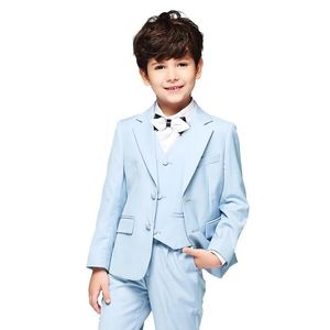 Herrenanzüge Blazer Ankunft Jungen Kleidung hellblaue Kinder Hochzeitsanzüge/maßgeschneiderte Slim Fit 3 Stücke Set/Geburtstag Prom Kleidung (Jacke Hose