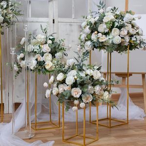 Dekoratif çiçekler özel büyük 80cm yapay çiçek topu düğün masa centerpieces dekor yol kurşun çiçek parti sahne ekran