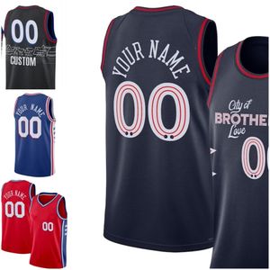 Joel 21 Embiid Navy Basketball Jersey Tyrese 0 Maxey Retro Allen 3 76er Iverson Homens 2023-24 City Kids Youth Jerseys Sixer