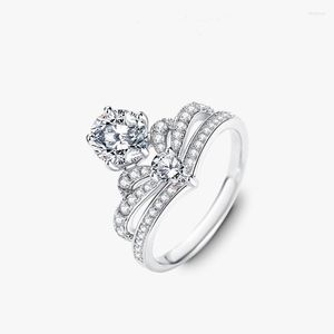 Cluster Rings Moissanite Ring Female Crown S925 Sterling Silver Jewelry Luxury Versatile Design Wedding For Women