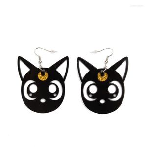 Dangle Earrings Cartoon Cute Black And White Kitten Eardrop Personal Geometry Funny Small Animal For Women Party Jewelry Gift